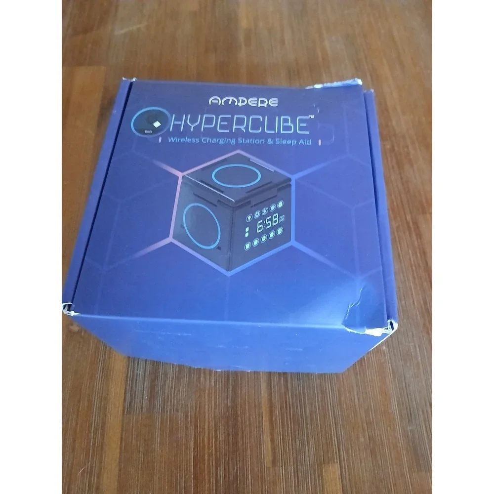Ampere‎ HyperCube Wireless Charging Station and Sleep Aid, Black Alarm Clock ZC3